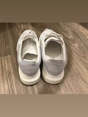 Alexander McQueen White and Light Gray Suede-Trim Platform Sneakers
